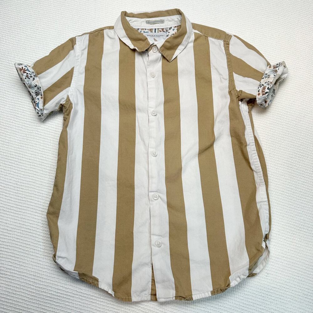 Denim & Flower Striped Button Down
